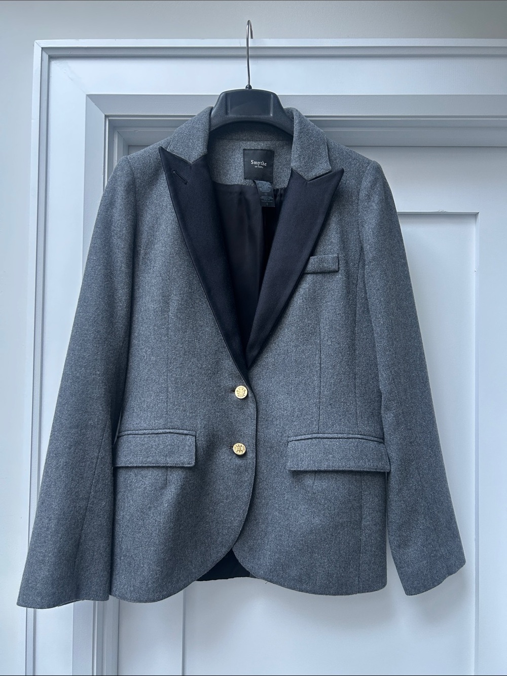 Smythe Gray Blazer with Black Satin Lapels